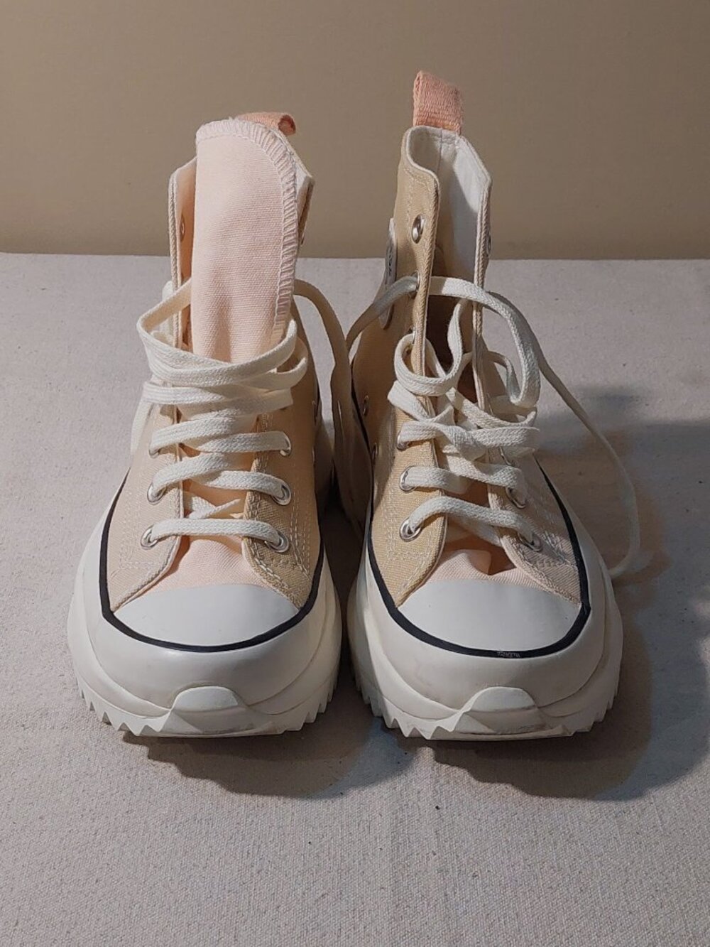 Converse 2-Tone Tan/Pink Run Star Hike Hi Canvas Platform Sole Size: 7.5 - Picture 7 of 12